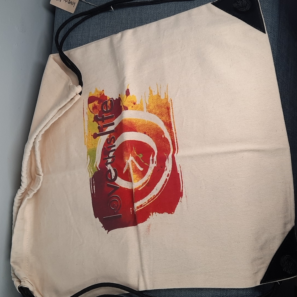 Canvas Sinch Sack Cord Backpack Lightweight Love This Life Printed